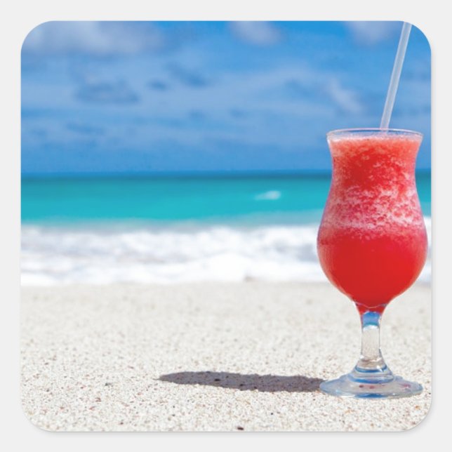 Cocktail by the sea square sticker (Front)