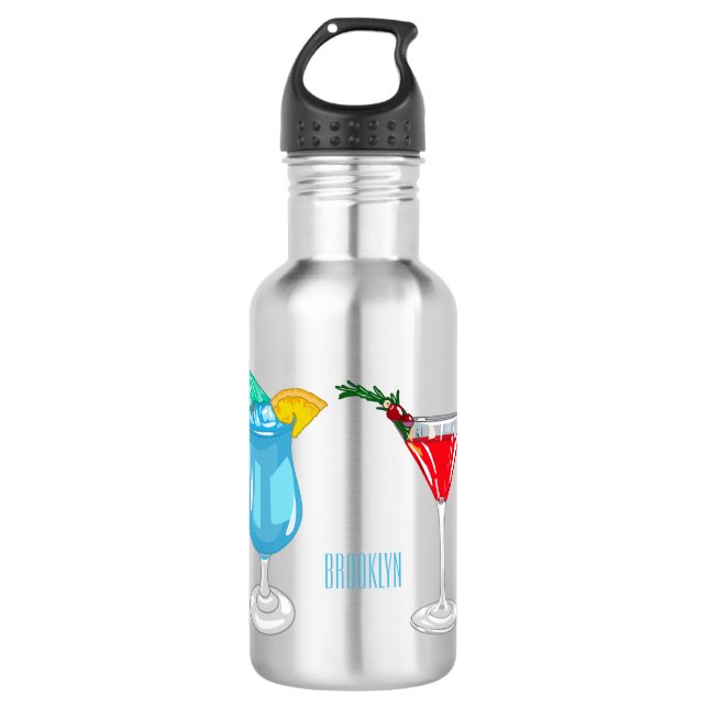 Cocktail cartoon illustration 532 ml water bottle (Front)