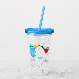 Cocktail cartoon illustration acrylic tumbler