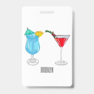 Cocktail cartoon illustration badge