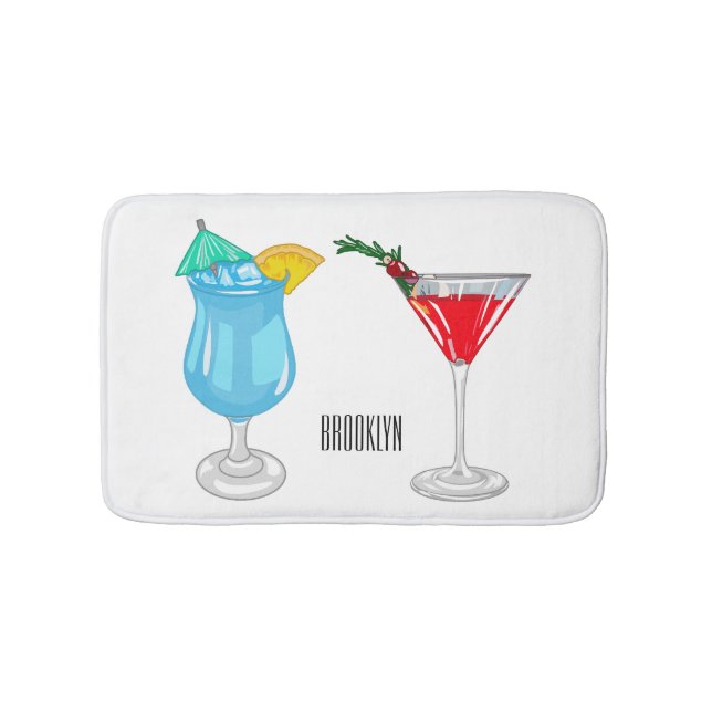 Cocktail cartoon illustration  bath mat (Front)