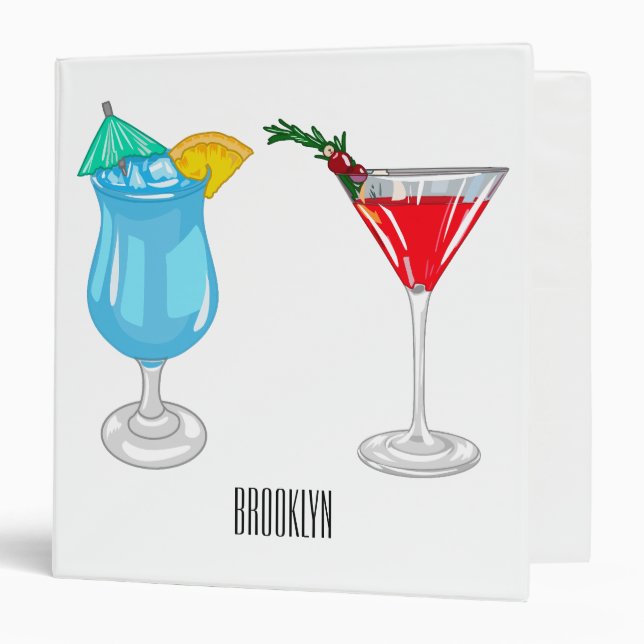 Cocktail cartoon illustration binder (Front/Inside)