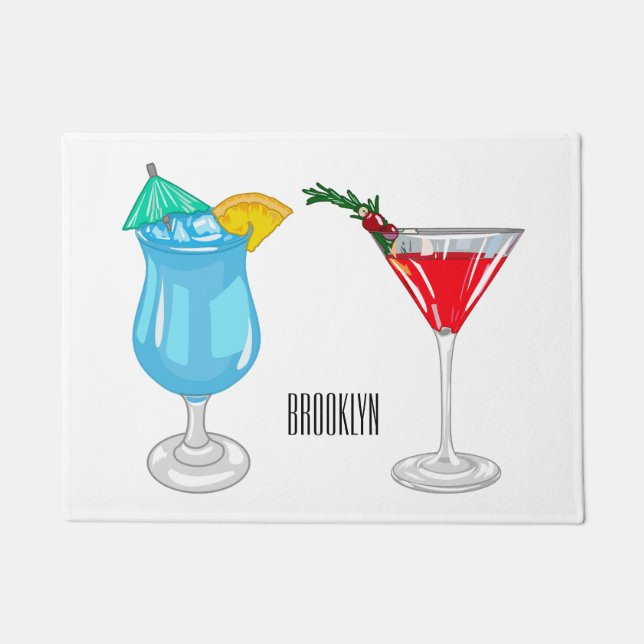 Cocktail cartoon illustration doormat (Front)