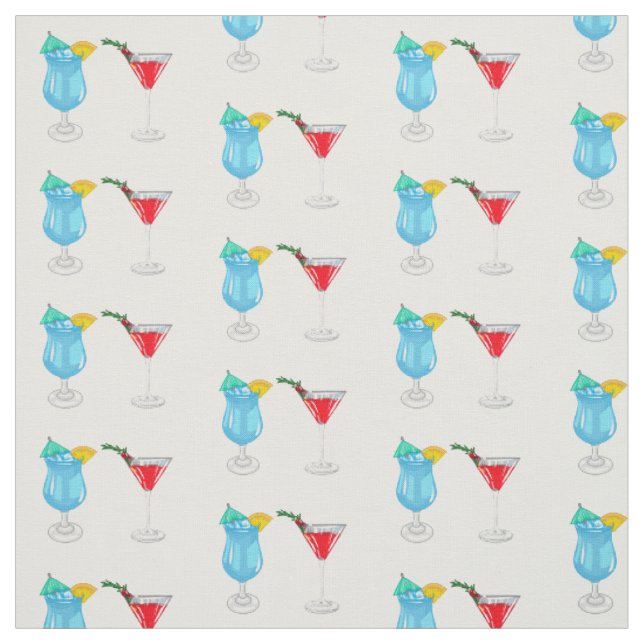 Cocktail cartoon illustration fabric (Swatch)