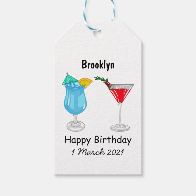 Cocktail cartoon illustration gift tags (Front)