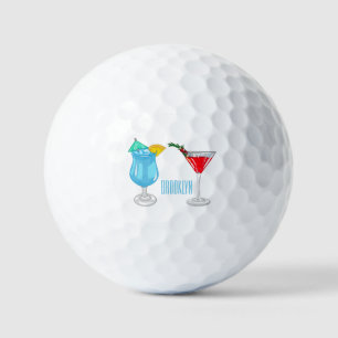 Cocktail cartoon illustration golf balls