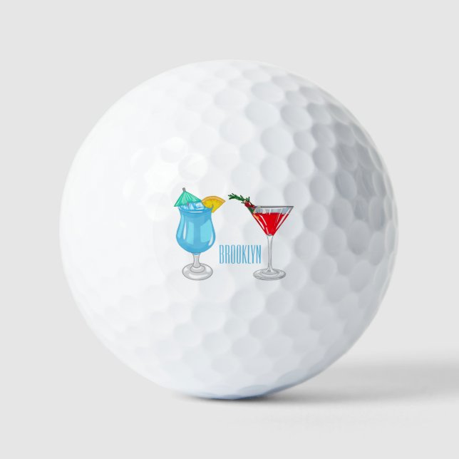 Cocktail cartoon illustration  golf balls (Front)