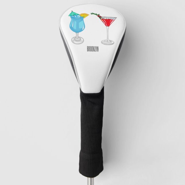 Cocktail cartoon illustration golf head cover (Front)