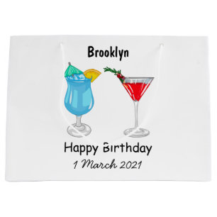 Cocktail cartoon illustration large gift bag
