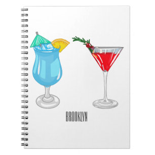 Cocktail cartoon illustration notebook