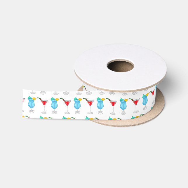 Cocktail cartoon illustration satin ribbon (Spool)