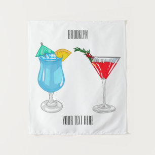 Cocktail cartoon illustration tapestry