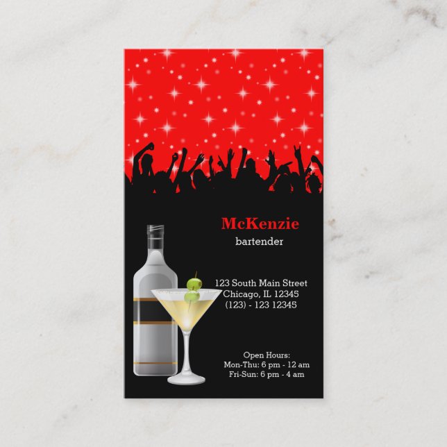 Cocktail * choose background colour business card (Front)