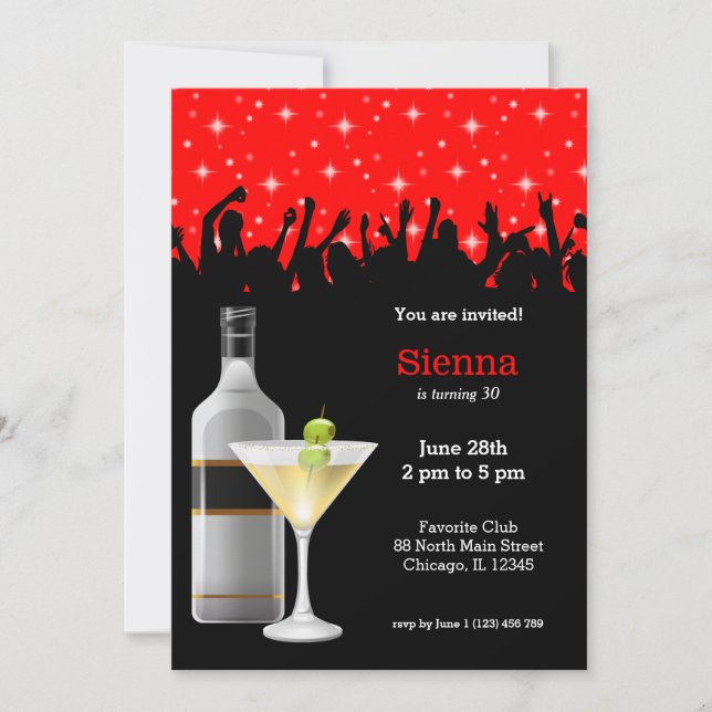 Cocktail * choose background colour invitation (Front)