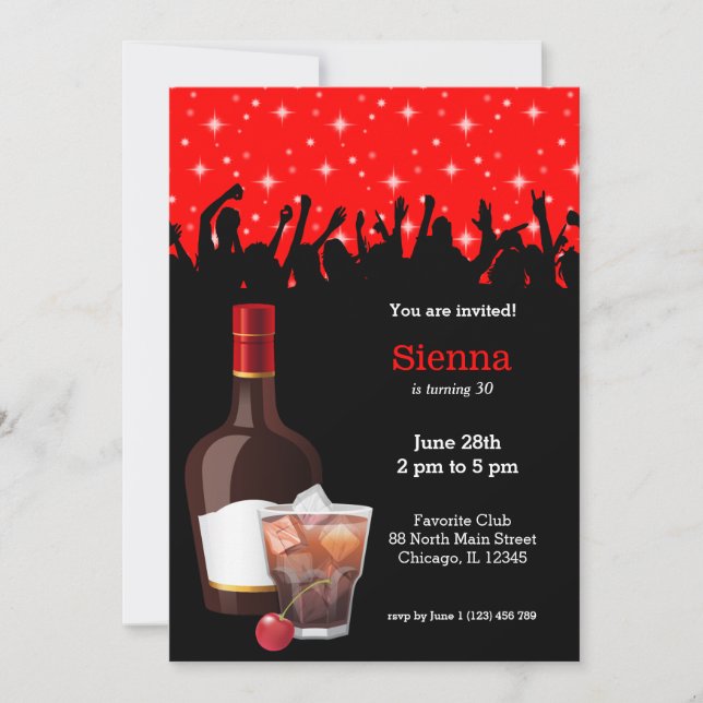 Cocktail * choose background colour invitation (Front)