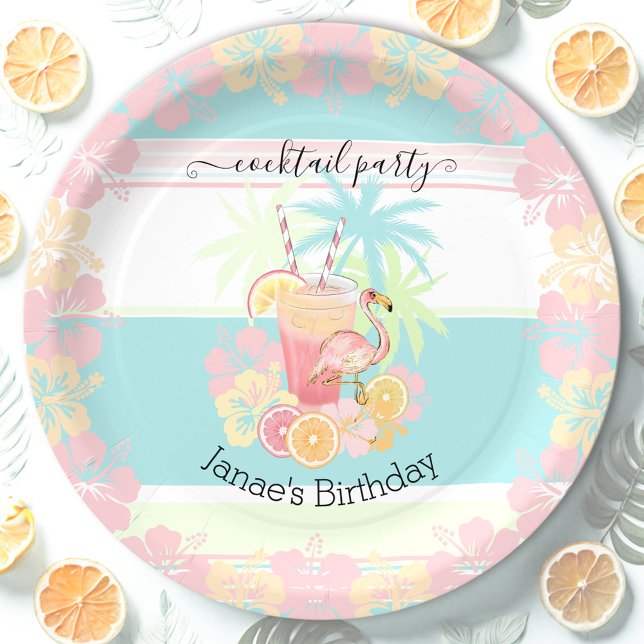 Cocktail Citrus Summer Pool Party Beach Tropical Paper Plate (Cocktail Citrus Summer Pool Party Beach Tropical Paper Plates)