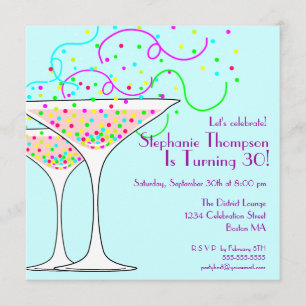 Cocktail Confetti Invitation à la fête d'anniversa