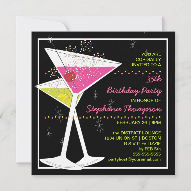 Cocktail CUSTOM Martini Invitation à la fête d'ann (Devant)
