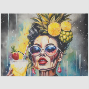 Cocktail Cuties - Pina Colada Girl Decoupage  Tissue Paper