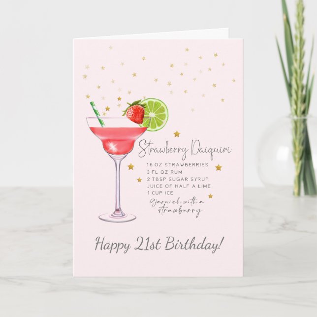 Cocktail Daiquiri aux fraises Bonne carte d'annive (Devant)