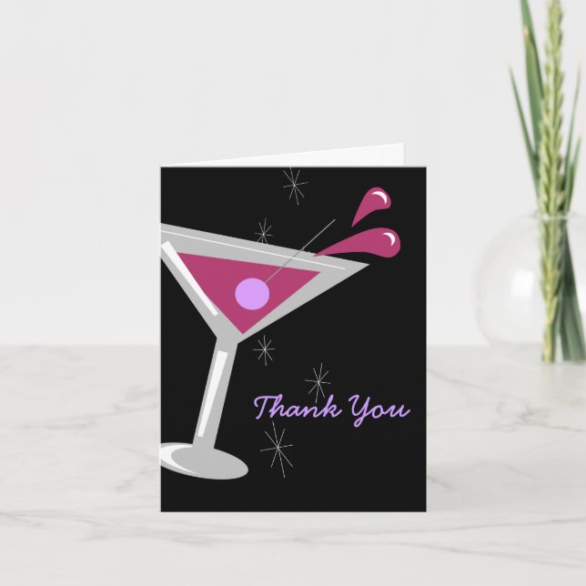 Cocktail de Martini dans le carte de remerciements (Devant)