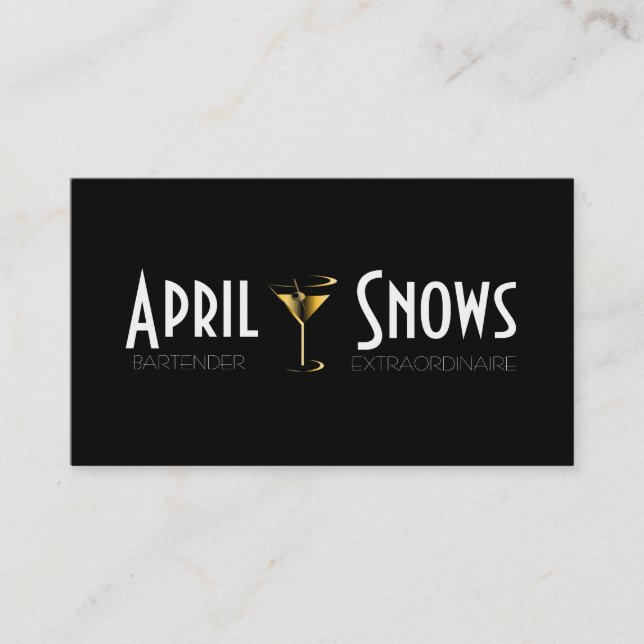 Cocktail de Martini d'or de cartes de visite de (Devant)