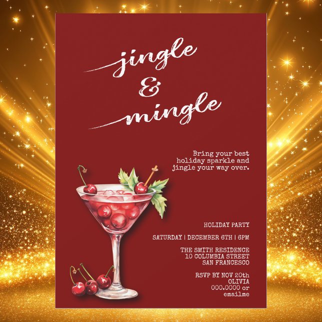 Cocktail de Noël de Noël Invitation (Holiday Christmas Party for Family, Friends, Co-Workers
Celebrate with cocktails and good cheer!)