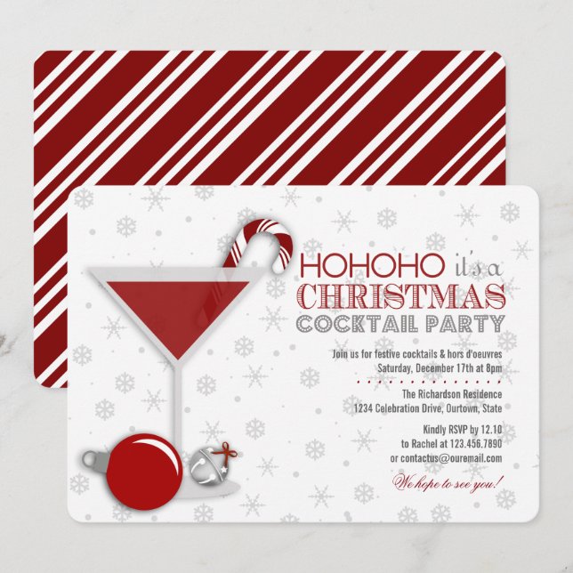 Cocktail de Noël fantastique Invitation (Devant / Derrière)