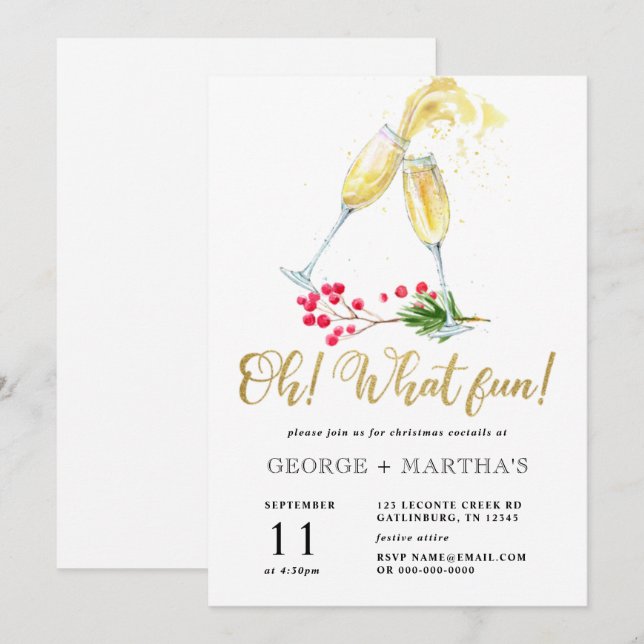  Cocktail de Noël Invitation (Devant / Derrière)
