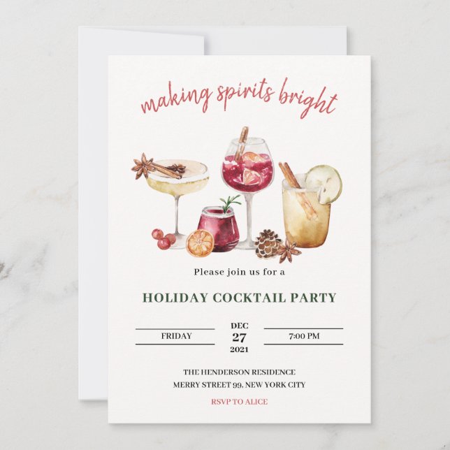 Cocktail de Noël Invitation (Devant)