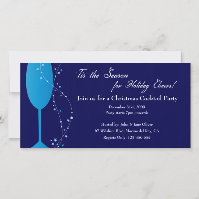 Cocktail de Noël Invitation de la fête de Champagn (Devant)