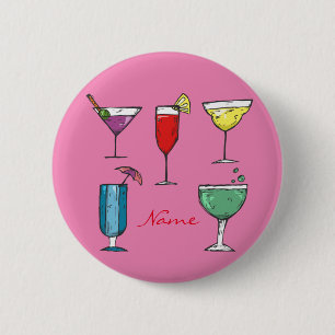 Cocktail Drink Assortment Thunder_Cove 2 Inch Round Button