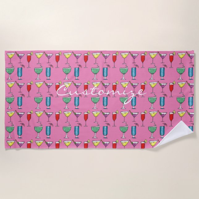 Cocktail Drink Assortment Thunder_Cove Beach Towel (Front)