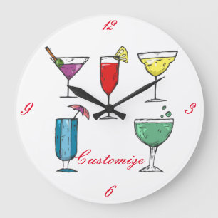 Cocktail Drink Assortment Thunder_Cove Large Clock