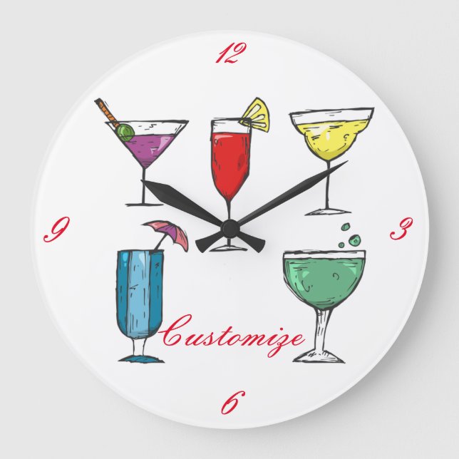 Cocktail Drink Assortment Thunder_Cove Large Clock (Front)