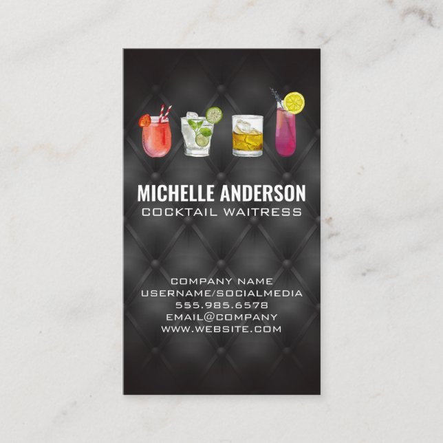 Cocktail Drink Illustrations | Upholstery Business Card (Front)