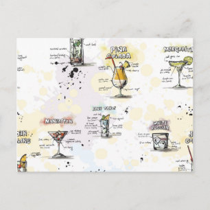 Cocktail Drink Recipe Design Postcard