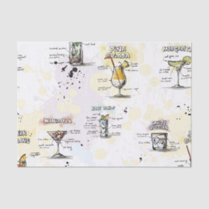Cocktail Drink Recipe Design Tissue Paper
