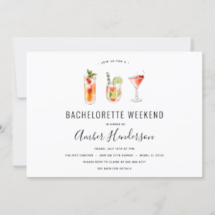 Cocktail Drinks Bachelorette Itinerary Invitation