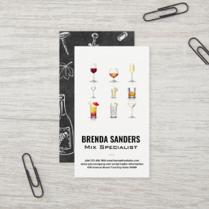 Cocktail Drinks Bartender Business Card