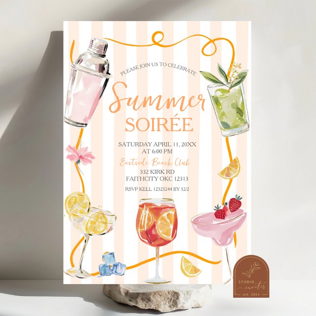 Cocktail Drinks Summer Soiree Invitation (Creator Uploaded)