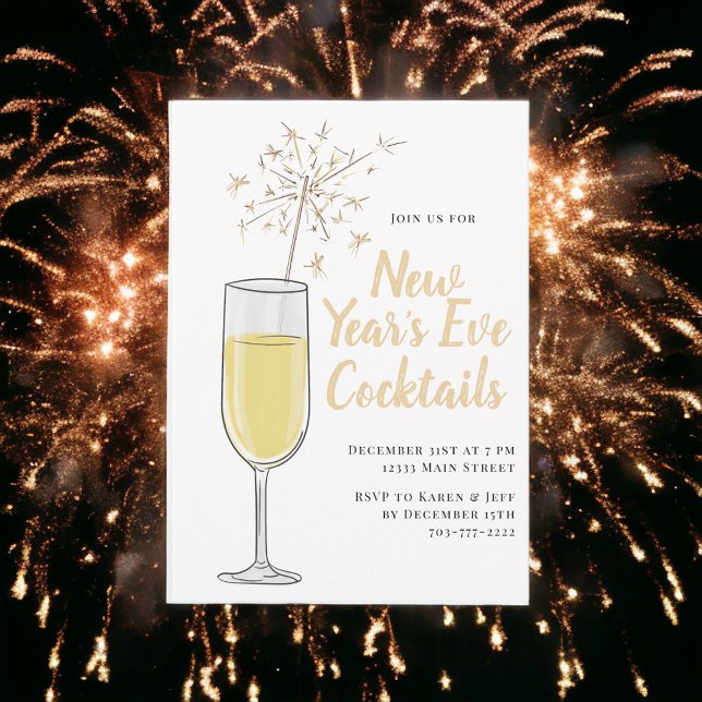 Cocktail du Nouvel An Champagne Invitation (Créateur téléchargé)