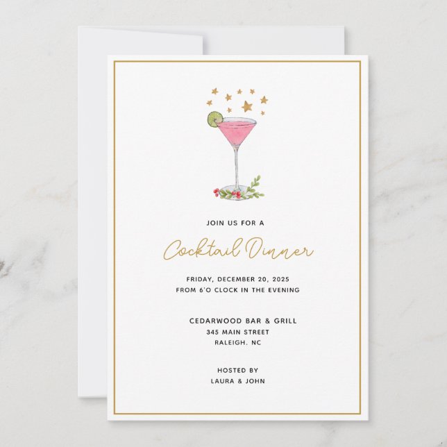 Cocktail élégant Fête de Vacances Invitation (Devant)