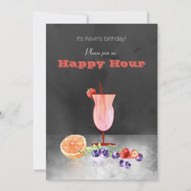 Cocktail Et Fruit Happy Hour Invitation (Devant)