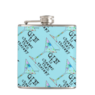 COCKTAIL FLASK - GIN IS CHEAPER THAN THERAPY