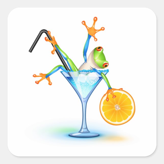Cocktail Frog Square Sticker (Front)