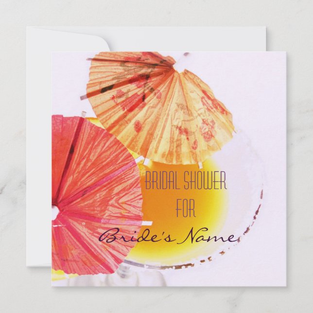 Cocktail glass bridal shower invite (Front)