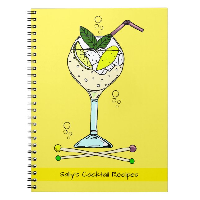 Cocktail Glass Gin Drinker Cocktail Recipe Notebook (Front)