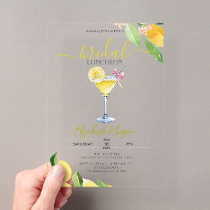 Cocktail Glass Lemon Bridal Luncheon Acrylic Invitations