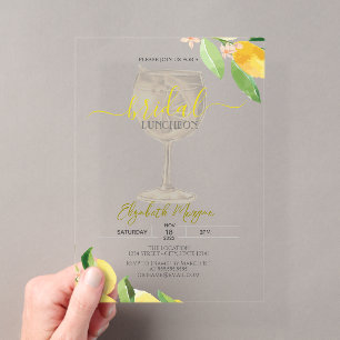 Cocktail Glass Lemon Fruit  Bridal Luncheon Acrylic Invitations